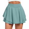 IUGA Tennis Skirt Pleated Skorts for Woman Double Ruffle Golf Skirts for Women Skort with Pockets Tummy Control Athletic(Sage)
