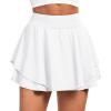 IUGA Tennis Skirt Pleated Skorts for Woman Double Ruffle Golf Skirts for Women Skort with Pockets Tummy Control Athletic(White)