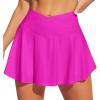 IUGA V Cross Swim Skirt High Waist Tummy Control Beach Vacation Essentials Bathing Suit Swimsuit Tankini Bikini Bottoms(Pink)