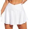 IUGA V Cross Swim Skirt High Waist Tummy Control Beach Vacation Essentials Bathing Suit Swimsuit Tankini Bikini Bottoms(White)