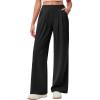 IUGA Wide Leg Pants Woman Pull on Stretchy Work Dress Pants High Waisted Business Casual Trousers Slacks(Black)