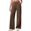 IUGA Wide Leg Pants Woman Pull on Stretchy Work Dress Pants High Waisted Business Casual Trousers Slacks(Coffee)