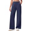 IUGA Wide Leg Pants Woman Pull on Stretchy Work Dress Pants High Waisted Business Casual Trousers Slacks(Dark Blue)