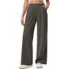 IUGA Wide Leg Pants Woman Pull on Stretchy Work Dress Pants High Waisted Business Casual Trousers Slacks(Dark Olive)
