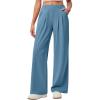 IUGA Wide Leg Pants Woman Pull on Stretchy Work Dress Pants High Waisted Business Casual Trousers Slacks(Light Blue)