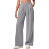 IUGA Wide Leg Pants Woman Pull on Stretchy Work Dress Pants High Waisted Business Casual Trousers Slacks(Light Grey)