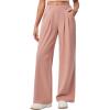 IUGA Wide Leg Pants Woman Pull on Stretchy Work Dress Pants High Waisted Business Casual Trousers Slacks(Pink)