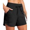IUGA Womens 5″ Swim Board Shorts Stretchy High Waisted Beach Shorts for Women Quick Dry UPF 50+ Swimsuit Bottoms with Liner(Black)