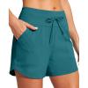 IUGA Womens 5″ Swim Board Shorts Stretchy High Waisted Beach Shorts for Women Quick Dry UPF 50+ Swimsuit Bottoms with Liner(Dark Forest)