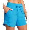 IUGA Womens 5″ Swim Board Shorts Stretchy High Waisted Beach Shorts for Women Quick Dry UPF 50+ Swimsuit Bottoms with Liner(Electric Blue)
