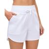 IUGA Womens 5″ Swim Board Shorts Stretchy High Waisted Beach Shorts for Women Quick Dry UPF 50+ Swimsuit Bottoms with Liner(White)