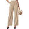 IUGA Womens Dress Pants Wide Leg Pull On Stretchy Work Pants Women High Waisted Business Casual Trousers with Pockets(Khaki- Regular)