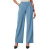 IUGA Womens Dress Pants Wide Leg Pull On Stretchy Work Pants Women High Waisted Business Casual Trousers with Pockets(Light Azure- Regular)