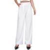 IUGA Womens Dress Pants Wide Leg Pull On Stretchy Work Pants Women High Waisted Business Casual Trousers with Pockets(Snow- Regular)
