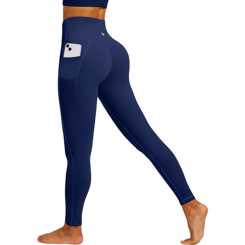 imageIUGA Womens Hidden Scrunch Butt Lifting Leggings Compression Gym Leggings with Pockets Booty Workout Yoga Pants Tummy ControlNavy Blue
