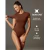 IUGA Bodysuits for Women Tummy Control Crew Neck Short Sleeve Body suits Basic Bodysuit T shirt Tops(Brownie)