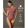 IUGA Bodysuits for Women Tummy Control Crew Neck Short Sleeve Body suits Basic Bodysuit T shirt Tops(Merlot)