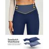 IUGA Compression Fleece Lined Leggings Women No Front Seam Thermal Leggings for Women Tummy Control High Waist Yoga Pants(Dark Blue)