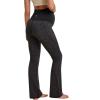 IUGA Fleece Lined Maternity Pants for Work Maternity Sweatpants Flare Leggings Pregnancy Yoga Pants Maternity Clothes(Spacedye Mattblack)
