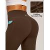 IUGA Invisible Scrunch Butt Lifting Leggings for Women No Front Seam Workout Leggings with Pockets Tummy Control Yoga Pants(Brown)