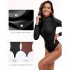 IUGA Long Sleeve Body suits Womens Mock Turtle Neck Bodysuits Women’s Fully Double Lined Basic Bodysuit Tops(Black)