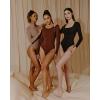 IUGA Long Sleeve Body suits Womens Mock Turtle Neck Bodysuits Women’s Fully Double Lined Basic Bodysuit Tops(Brownie)