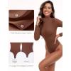 IUGA Long Sleeve Body suits Womens Mock Turtle Neck Bodysuits Women’s Fully Double Lined Basic Bodysuit Tops(Brownie)