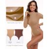 IUGA Long Sleeve Body suits Womens Mock Turtle Neck Bodysuits Women’s Fully Double Lined Basic Bodysuit Tops(Latte)