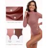 IUGA Long Sleeve Body suits Womens Mock Turtle Neck Bodysuits Women’s Fully Double Lined Basic Bodysuit Tops(Merlot)