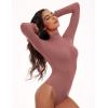 IUGA Long Sleeve Body suits Womens Mock Turtle Neck Bodysuits Women’s Fully Double Lined Basic Bodysuit Tops(Merlot)