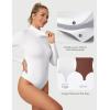 IUGA Long Sleeve Body suits Womens Mock Turtle Neck Bodysuits Women’s Fully Double Lined Basic Bodysuit Tops(White)