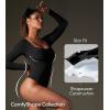 IUGA Long Sleeve Bodysuits for Women Square Neck Bodysuit Shapewear Bodysuit Tummy Control Slimming Body Suit for Womens(Black)