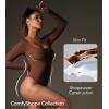 IUGA Long Sleeve Bodysuits for Women Square Neck Bodysuit Shapewear Bodysuit Tummy Control Slimming Body Suit for Womens(Brownie)