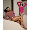 IUGA Long Sleeve Bodysuits for Women Square Neck Bodysuit Shapewear Bodysuit Tummy Control Slimming Body Suit for Womens(Crush)