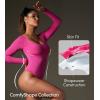 IUGA Long Sleeve Bodysuits for Women Square Neck Bodysuit Shapewear Bodysuit Tummy Control Slimming Body Suit for Womens(Crush)