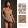 IUGA Long Sleeve Bodysuits for Women Square Neck Bodysuit Shapewear Bodysuit Tummy Control Slimming Body Suit for Womens(Latte)