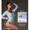 IUGA Long Sleeve Bodysuits for Women Square Neck Bodysuit Shapewear Bodysuit Tummy Control Slimming Body Suit for Womens(Soft Blue)