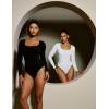 IUGA Long Sleeve Bodysuits for Women Square Neck Bodysuit Shapewear Bodysuit Tummy Control Slimming Body Suit for Womens(White)