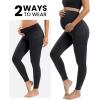 IUGA Maternity Leggings Over The Belly Buttery Soft Maternity Yoga Pants with Pockets Pregnancy Leggings for Women Activewear(Black)