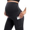IUGA Maternity Leggings Over The Belly Buttery Soft Maternity Yoga Pants with Pockets Pregnancy Leggings for Women Activewear(Black)