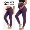 IUGA Maternity Leggings Over The Belly Buttery Soft Maternity Yoga Pants with Pockets Pregnancy Leggings for Women Activewear(Purple)
