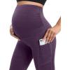 IUGA Maternity Leggings Over The Belly Buttery Soft Maternity Yoga Pants with Pockets Pregnancy Leggings for Women Activewear(Purple)