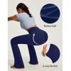 IUGA Mini Flare Leggings for Women Tummy Control Hidden Scrunch Butt Flared Yoga Pants with Pockets No Front Seam Workout(Navy)