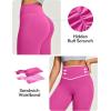 IUGA Mini Flare Leggings for Women Tummy Control Hidden Scrunch Butt Flared Yoga Pants with Pockets No Front Seam Workout(Rose Red)