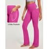 IUGA Mini Flare Leggings for Women Tummy Control Hidden Scrunch Butt Flared Yoga Pants with Pockets No Front Seam Workout(Rose Red)