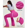 IUGA Mini Flare Leggings for Women Tummy Control Hidden Scrunch Butt Flared Yoga Pants with Pockets No Front Seam Workout(Rose Red)