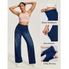 IUGA Wide Leg Jeans Woman High Waisted Pull On Baggy Jeans for Women Stretchy Trendy Womens Jean Straight Casual Denim Pants(Classic Blue Whisker)