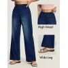 IUGA Wide Leg Jeans Woman High Waisted Pull On Baggy Jeans for Women Stretchy Trendy Womens Jean Straight Casual Denim Pants(Classic Blue Whisker)