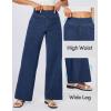 IUGA Wide Leg Jeans Woman High Waisted Pull On Baggy Jeans for Women Stretchy Trendy Womens Jean Straight Casual Denim Pants(Dark Blue)