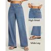 IUGA Wide Leg Jeans Woman High Waisted Pull On Baggy Jeans for Women Stretchy Trendy Womens Jean Straight Casual Denim Pants(Faded Blue Whisker)